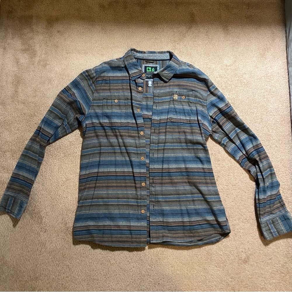 Hippy Tree Flannel Men’s Size XL (Fits like a Large) Blue, Brown, Gray